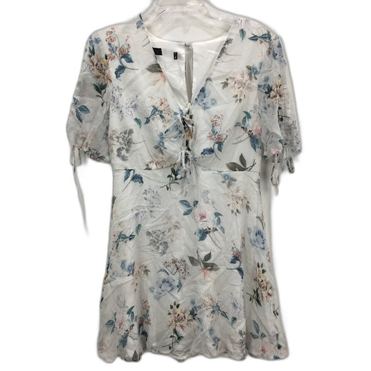 Forever New Flowy Floral Double Layered White Mini Dress Ladies Size AU 8-10 NEW