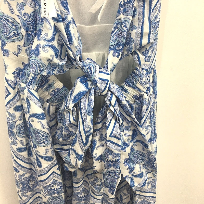 Forever New Halter Tie Back Paisley Blue Midi Dress Ladies Size AU 8 NEW