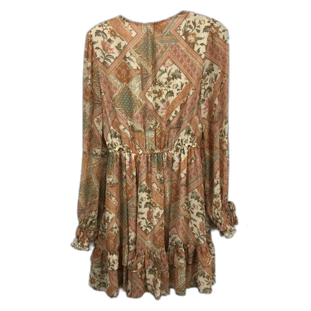 Forever New Faye Floral Vintage Print Brown Mini Dress Ladies Size AU 8-10 NEW