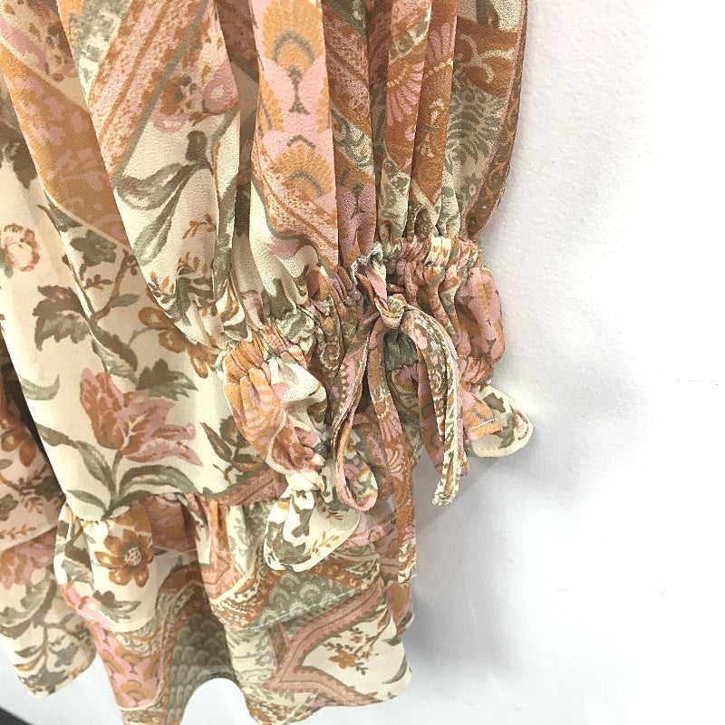 Forever New Faye Floral Vintage Print Brown Mini Dress Ladies Size AU 8-10 NEW