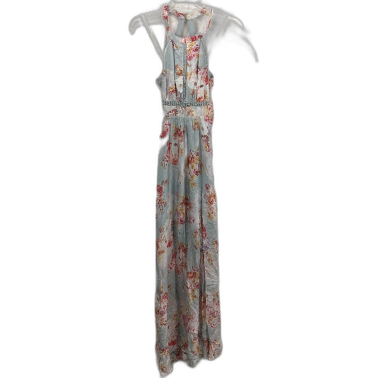 Forever New Petite Ava Lace Trim Blue Floral Maxi Dress Ladies Size AU 4 NEW