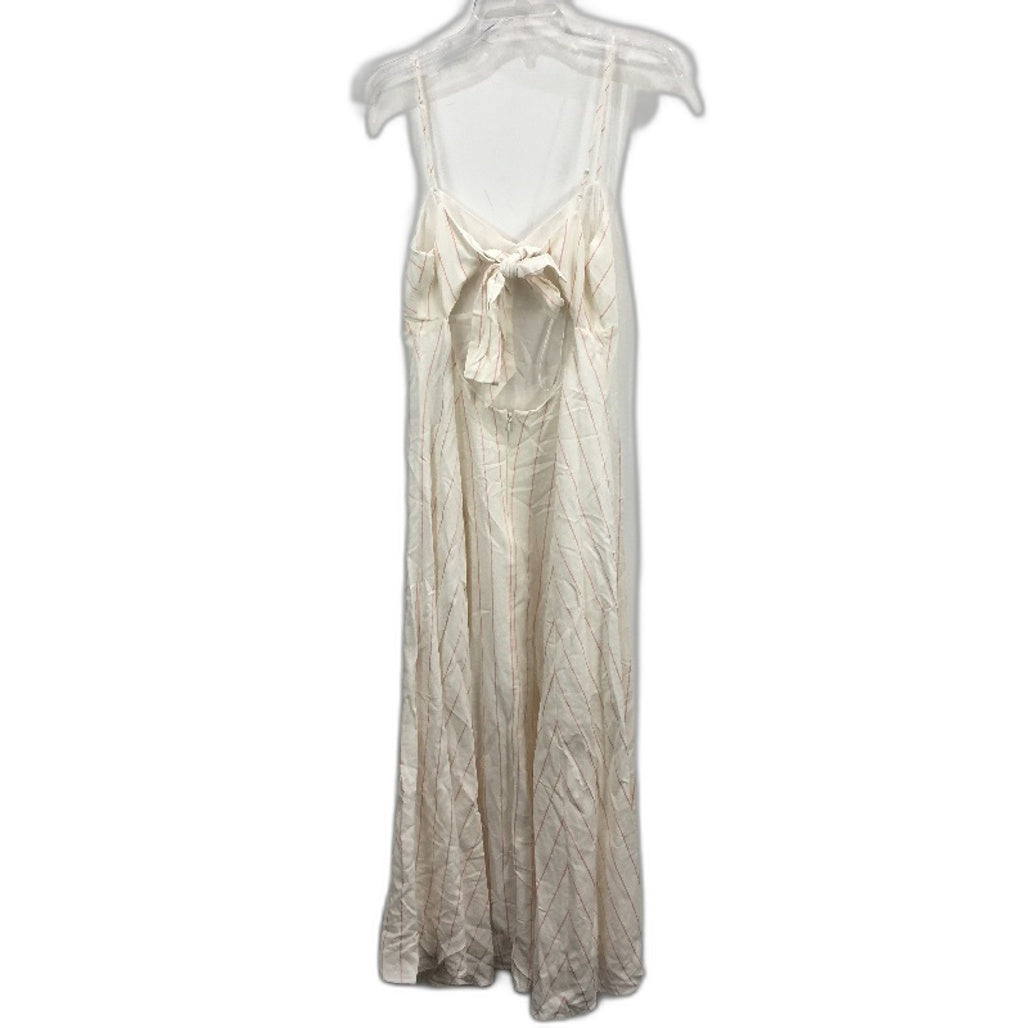 Forever New Spaghetti Strap White Pink Striped Midi Dress Ladies Sz AU 8-10 NEW