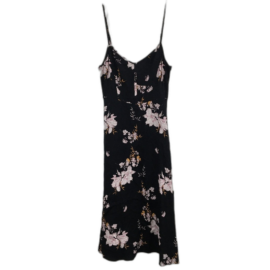 Forever New Abigail Black Floral Crepe Slip Midi Dress Ladies Size AU 10 NEW