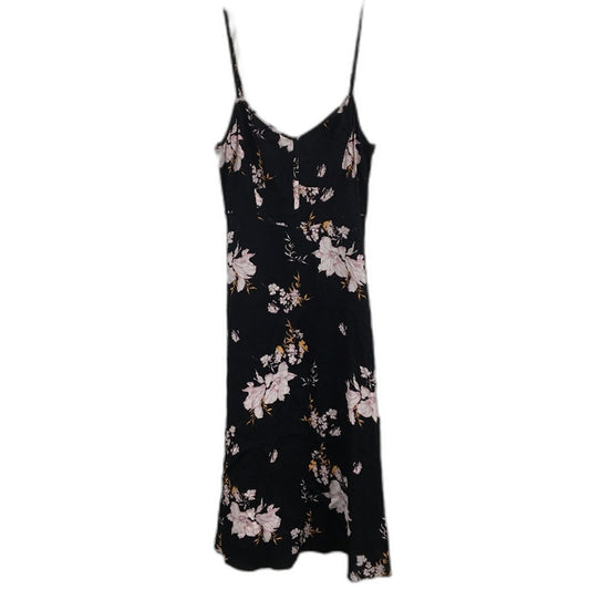 Forever New Abigail Black Floral Crepe Slip Midi Dress Ladies Size AU 10 NEW