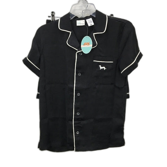 Peter Alexander Black Satin Chic Shortie Pyjama Set Girls Size AU 14 NEW