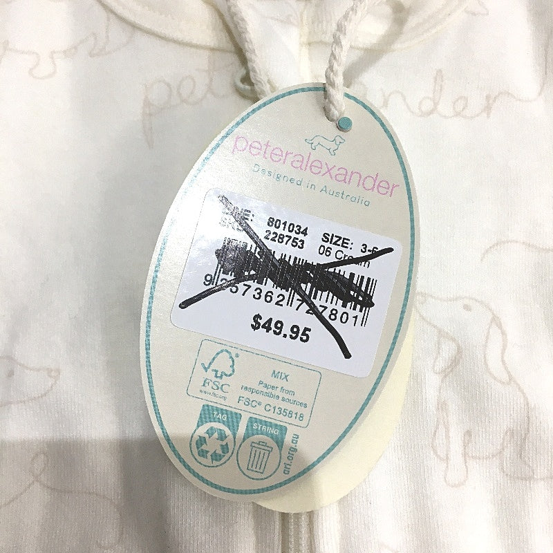 Peter Alexander Penny Organic Cream Baby Onesie Unisex Size 3-6 Months NEW