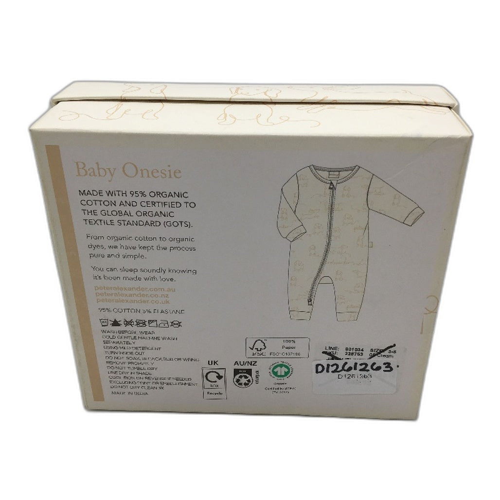 Peter Alexander Penny Organic Cream Baby Onesie Unisex Size 3-6 Months NEW