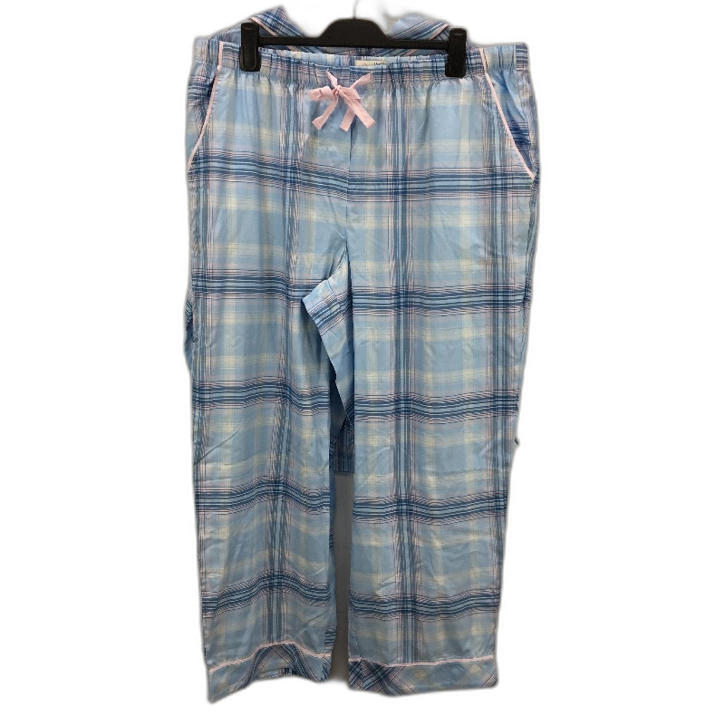 Peter Alexander Blue Check Short Sleeve Cotton PJ Set Ladies Size 2 Plus NEW