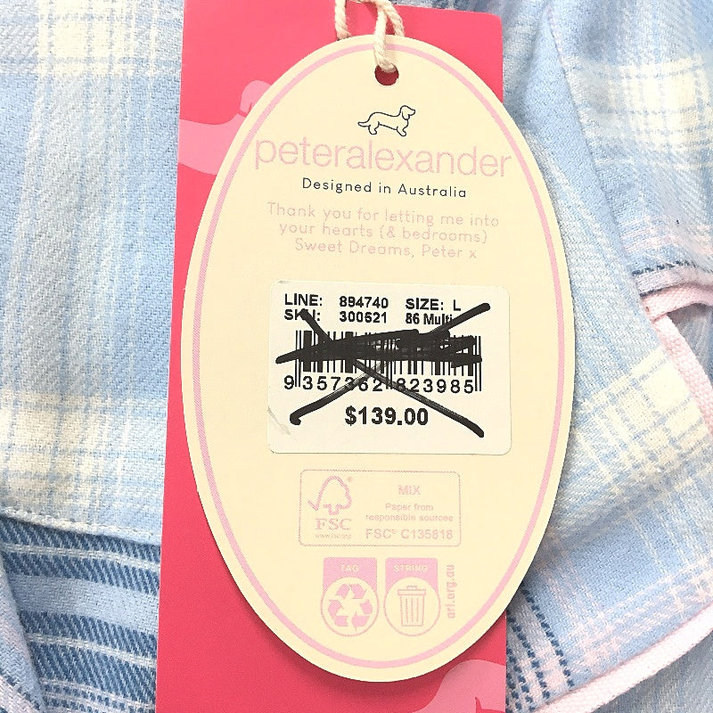 Peter Alexander Checkered Blue Flannelette Longsleeve PJ Set Ladies Sz Large NEW