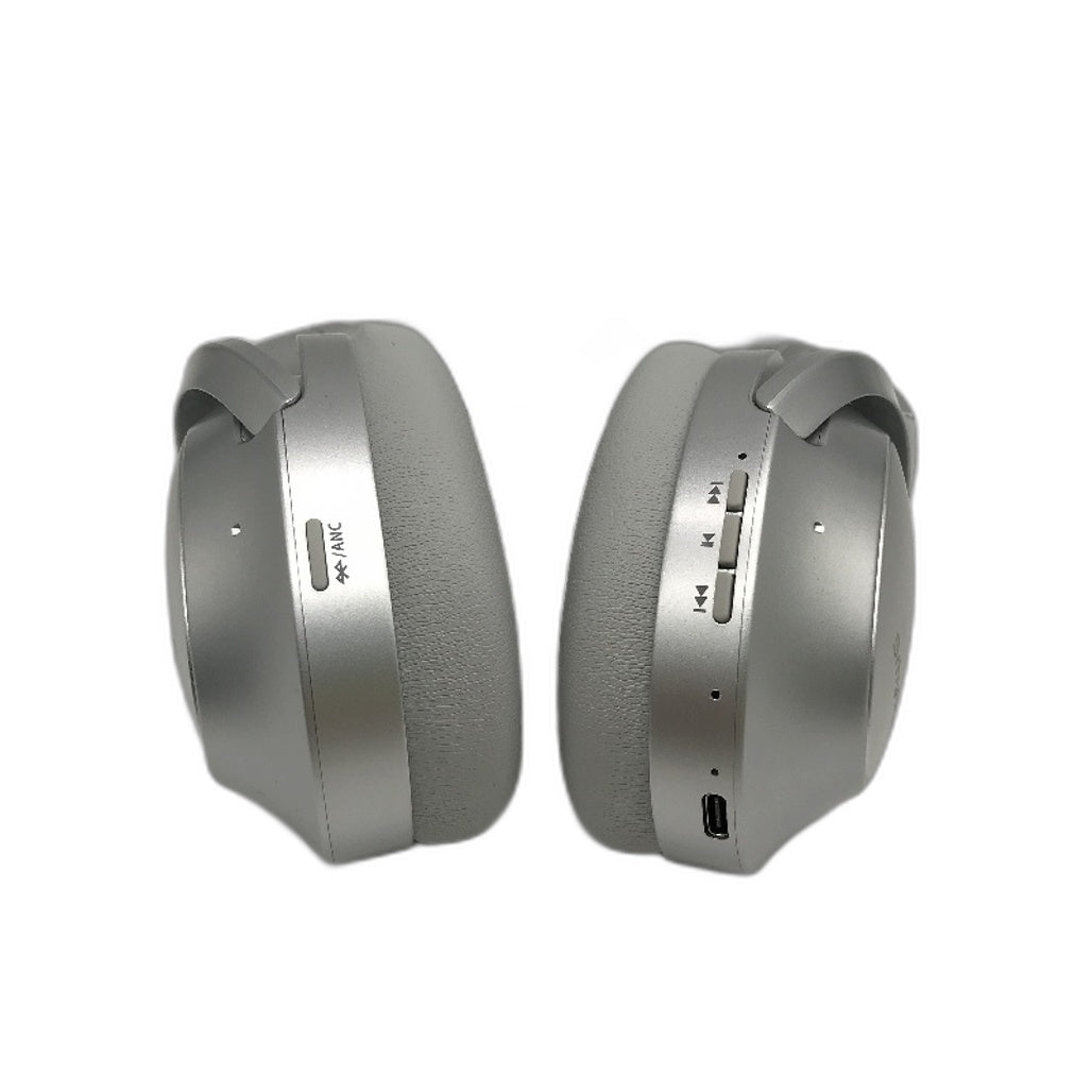 Srhythm NiceComfort 45 Hybrid Noise Cancelling Wireless Headphones in Silver NEW