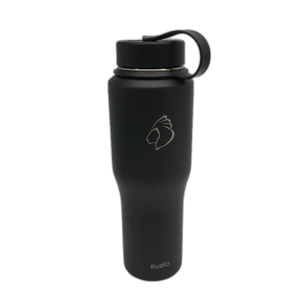 BUZIO 32oz Trophy Series Stainless Steel Water Bottle in Solid Black NEW