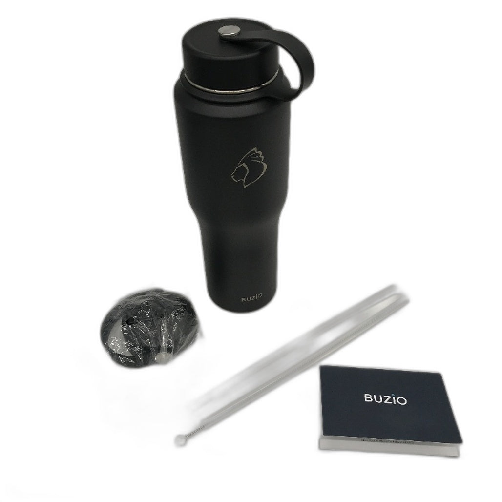 BUZIO 32oz Trophy Series Stainless Steel Water Bottle in Solid Black NEW
