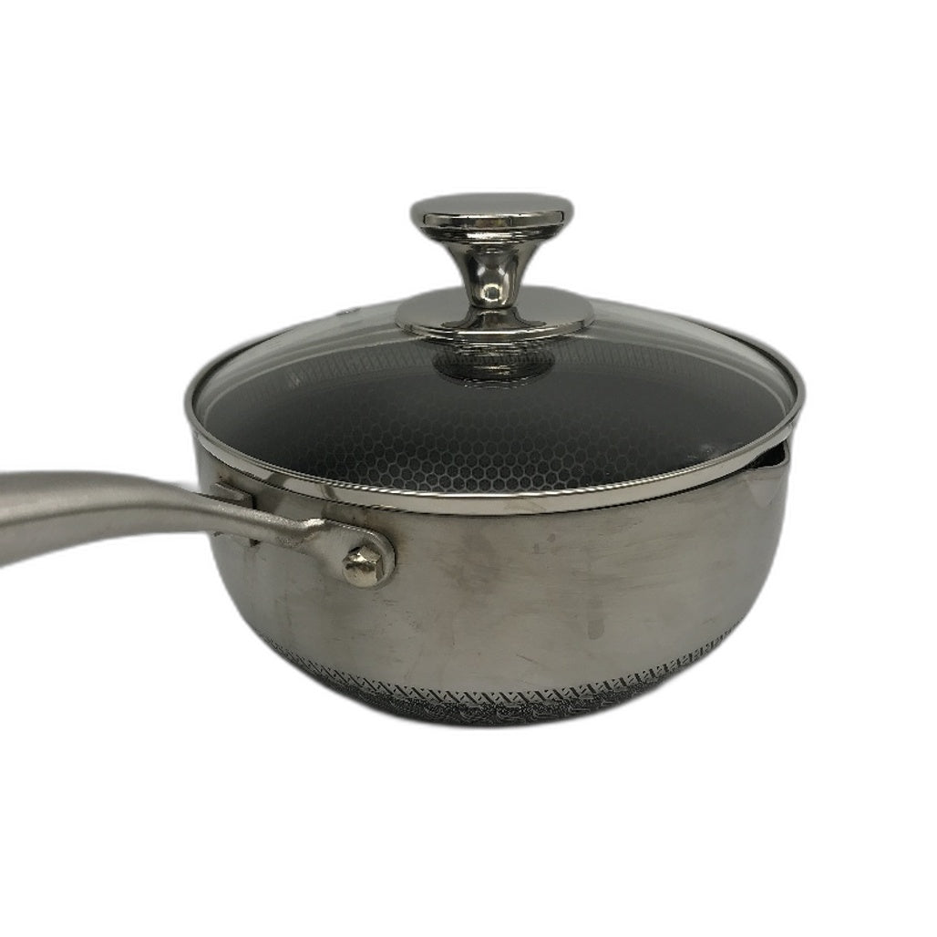 2L 20cm Stainless Steel Honeycomb Non Stick Silver Sauce Pan with Lid NEW