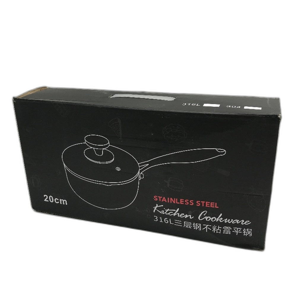 2L 20cm Stainless Steel Honeycomb Non Stick Silver Sauce Pan with Lid NEW