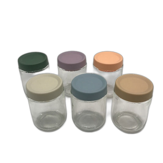 6 Pack 500mL Wide Mouth Mason Jars with Multicolour Lids Storage Containers NEW