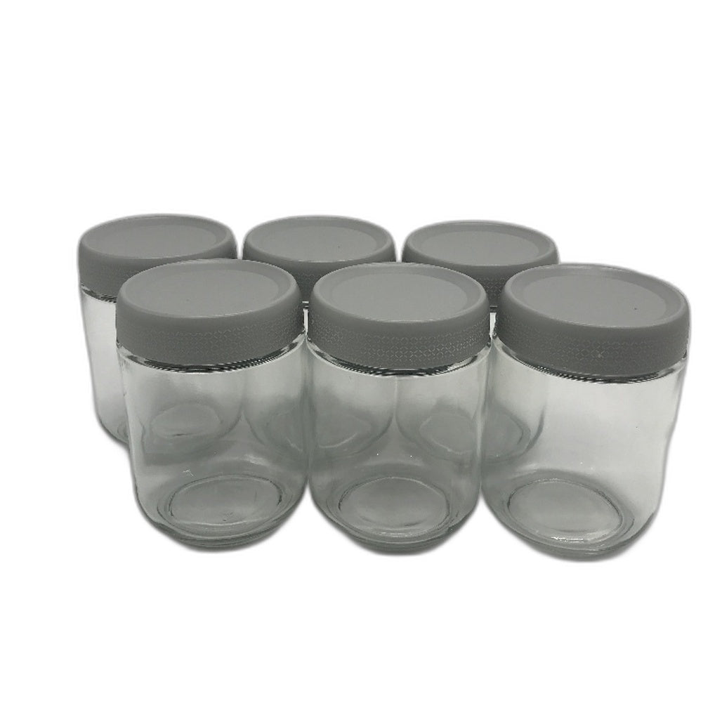 6 Pack 16oz Wide Mouth Mason Jars with Grey Lids Storage Containers NEW