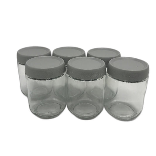 6 Pack 16oz Wide Mouth Mason Jars with Grey Lids Storage Containers NEW