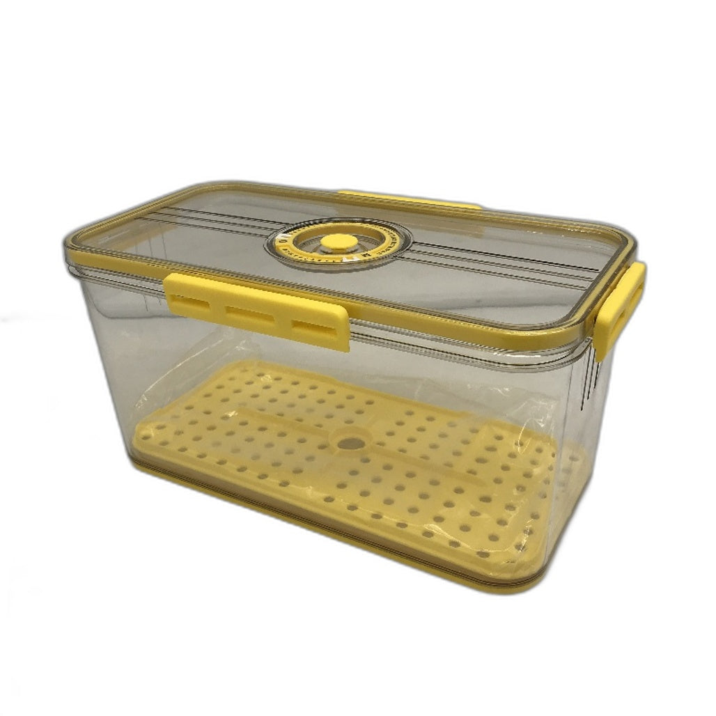 Large Fresh Food Fridge Yellow Crisper Box with Date Set and Drain Cover DEMO