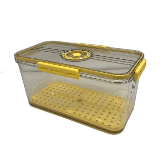 Large Fresh Food Fridge Yellow Crisper Box with Date Set and Drain Cover DEMO