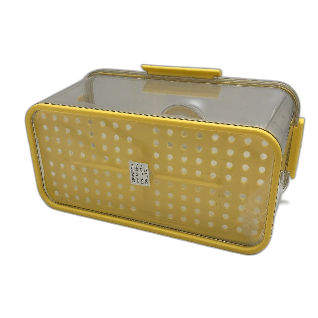 Large Fresh Food Fridge Yellow Crisper Box with Date Set and Drain Cover DEMO