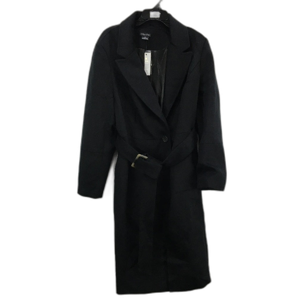 City Chic Black Belissima Wool Blend Single Button Winter Coat Ladies Size M NEW