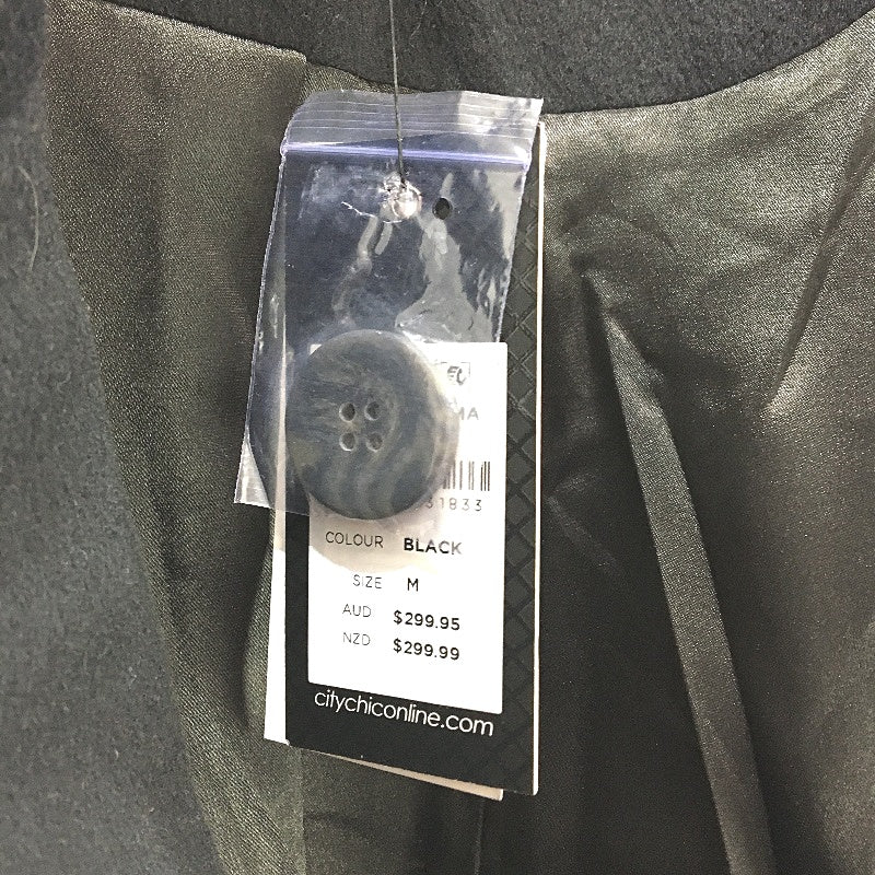 City Chic Black Belissima Wool Blend Single Button Winter Coat Ladies Size M NEW