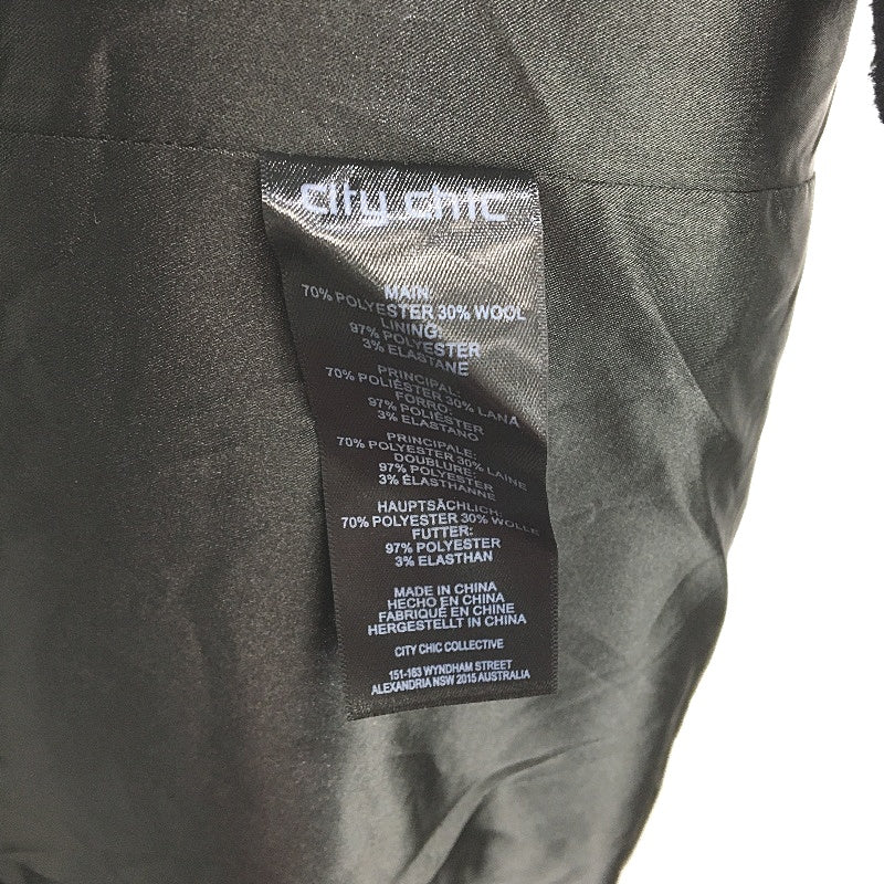 City Chic Black Belissima Wool Blend Single Button Winter Coat Ladies Size M NEW