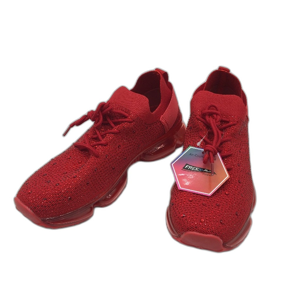 Lucky Step Red Rhinestone Memory Foam Sneakers Ladies Size US 11 EUR 42 NEW