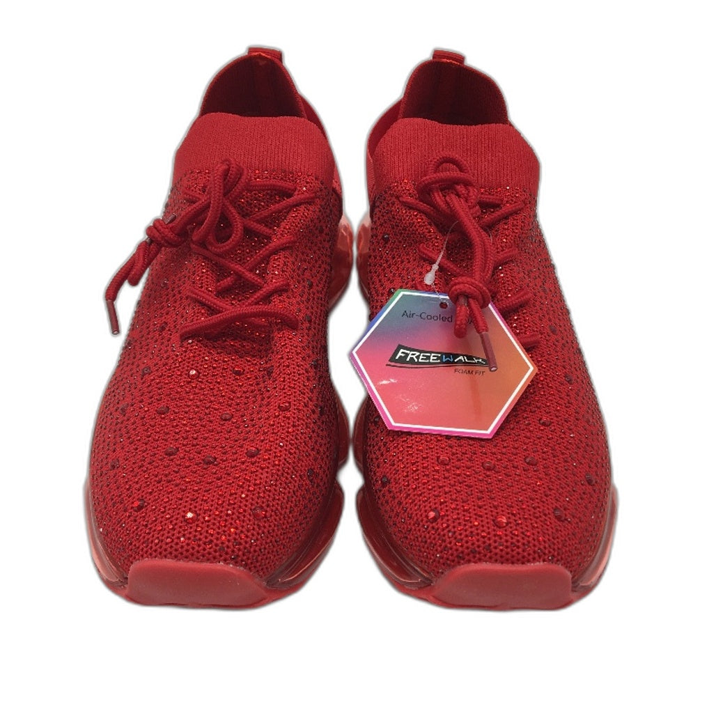 Lucky Step Red Rhinestone Memory Foam Sneakers Ladies Size US 11 EUR 42 NEW