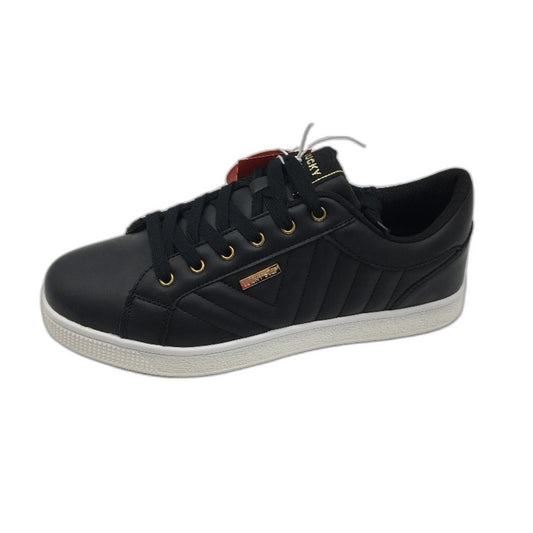 Lucky Step Black Faux Leather Air Cooled Sneakers Ladies Size US 10 EUR 41 NEW