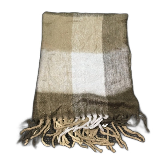 Target Sample Brown Brenn Large Check Mohair Blend Fringed Throw Blanket NEW