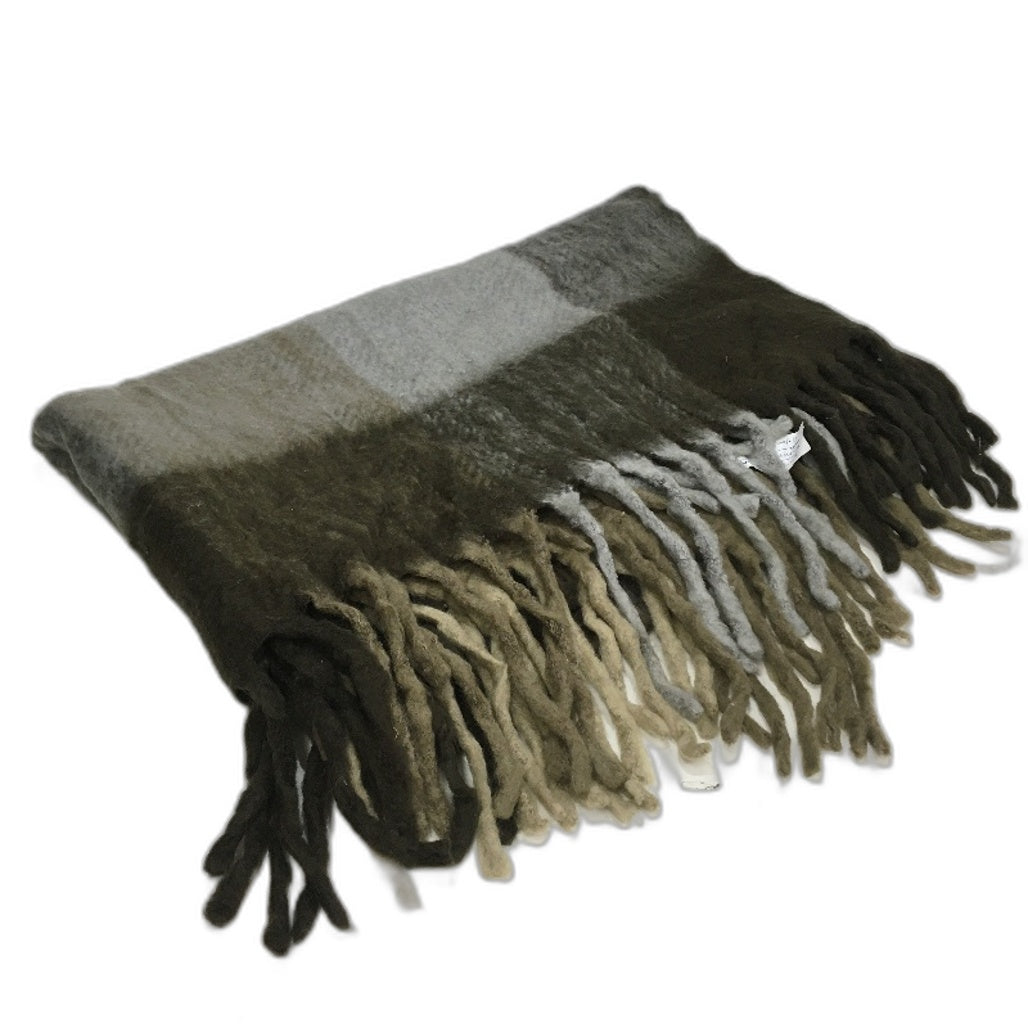 Target Sample Brown Brenn Large Check Mohair Blend Fringed Throw Blanket NEW