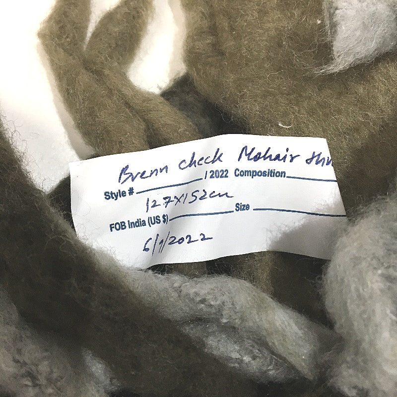 Target Sample Brown Brenn Large Check Mohair Blend Fringed Throw Blanket NEW