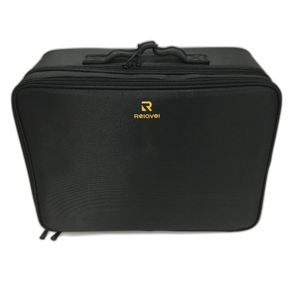 Relavel Black Multi Adjustable Compartment Travel Professional MakeUp Case NEW