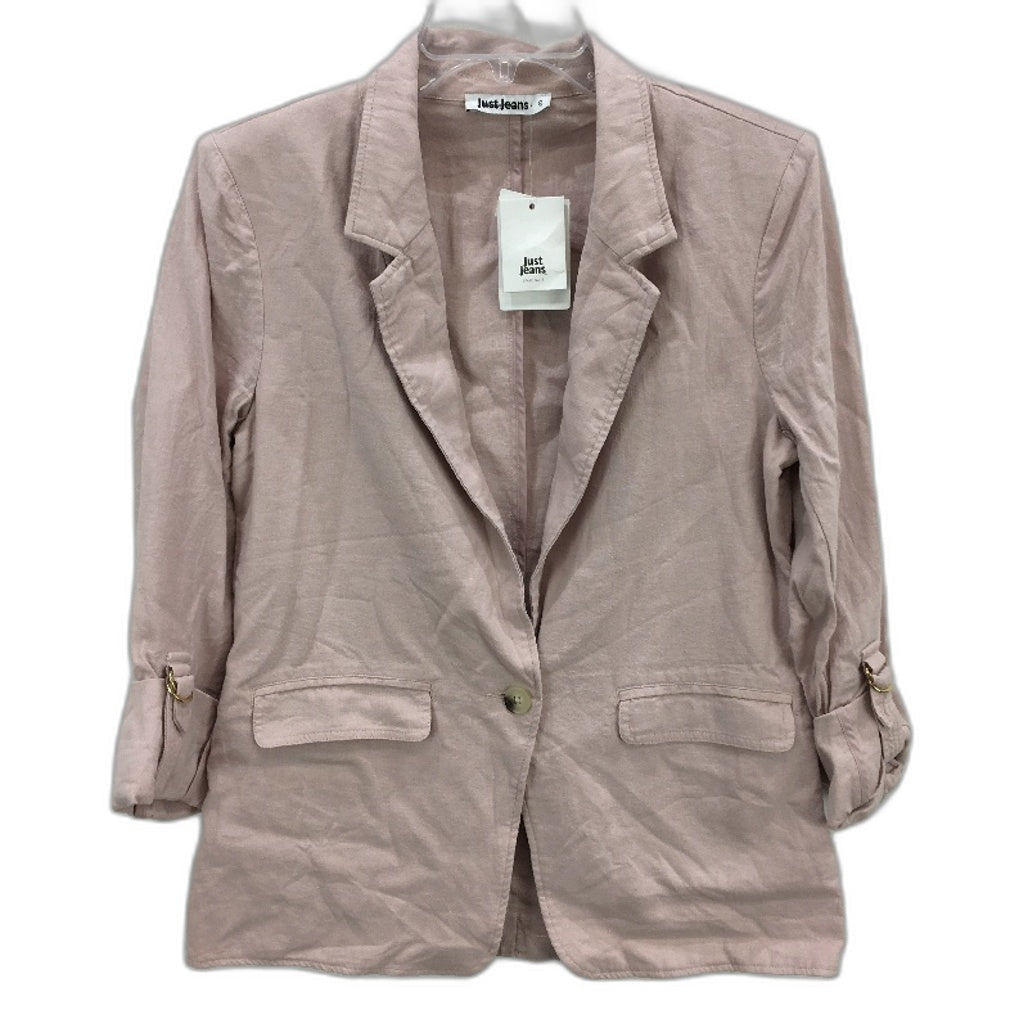 Just Jeans Blush Pink Linen Blend Lightweight Blazer Jacket Ladies Size 8 NEW