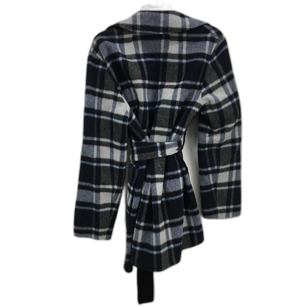 Theory Alpaca Wool Blend Alps Plaid Belted Overlay Jacket Ladies Size M NEW