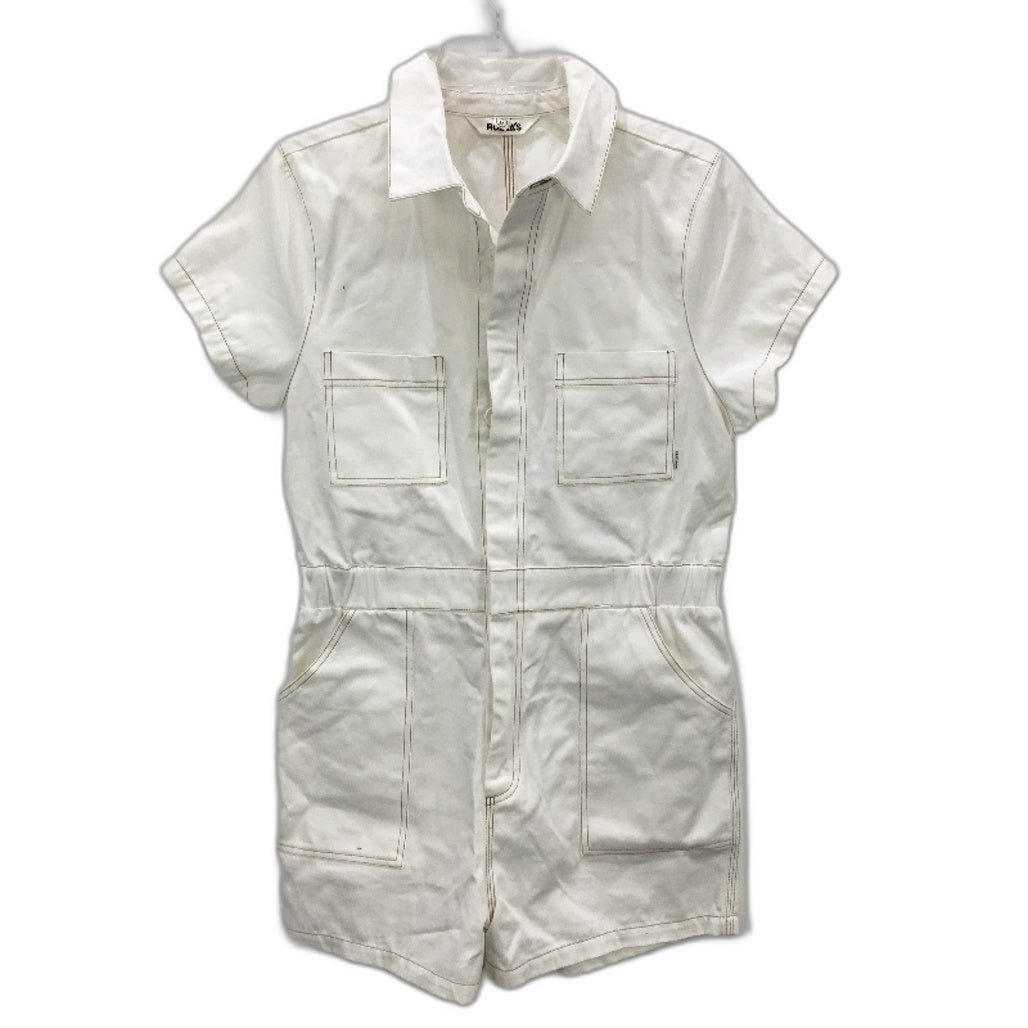 Rollas White Denim Button Up Short Sleeve Romper Playsuit Ladies Size M NEW
