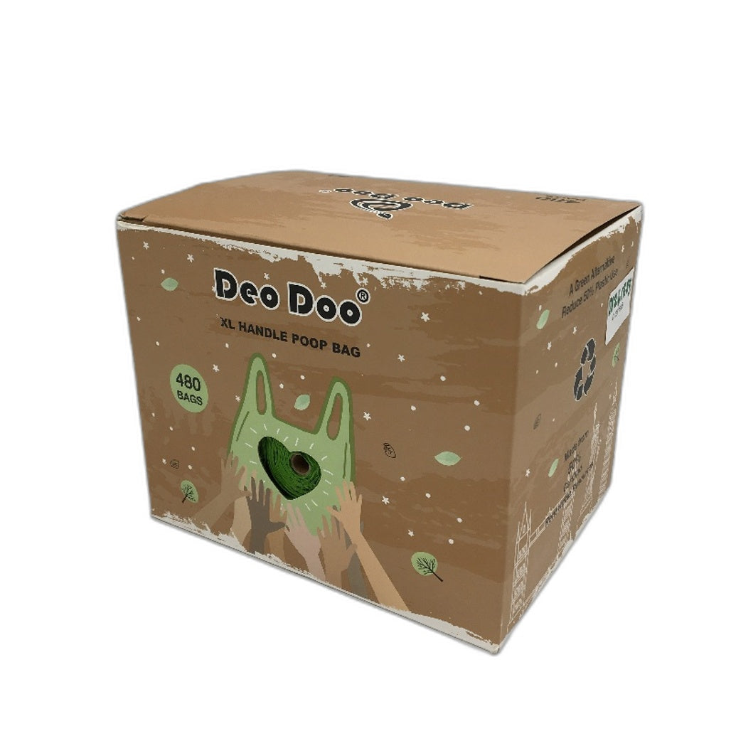 Deo Doo 480 Piece Biodegradeable Unscented XL Handle Green Pet Poo Bags NEW