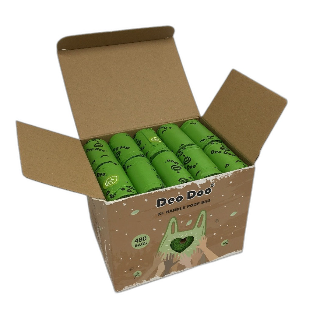 Deo Doo 480 Piece Biodegradeable Unscented XL Handle Green Pet Poo Bags NEW