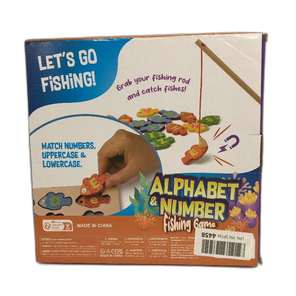 Coogam Magnetic Alphabet Letters and Numbers Wooden Fishing Puzzle Game NEW