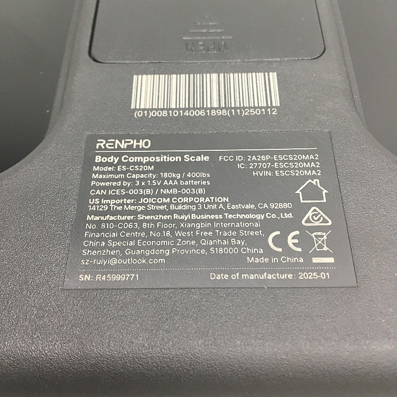 Renpho Elis 1 Smart Body Composition Scale Monitor BT and App Connectivity NEW