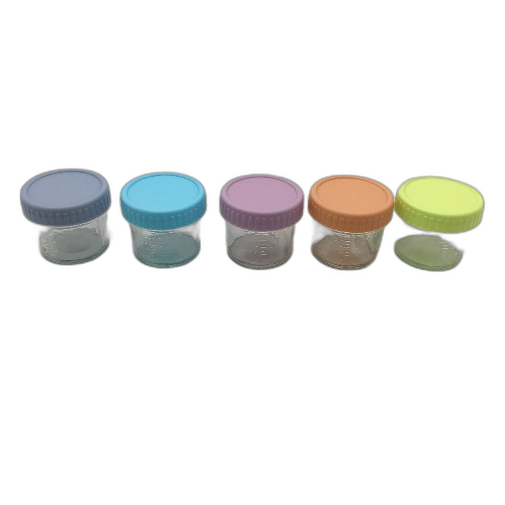 20 Pack 60ml Pastel Multicoloured Lid Glass Baby Food Storage Jars NEW