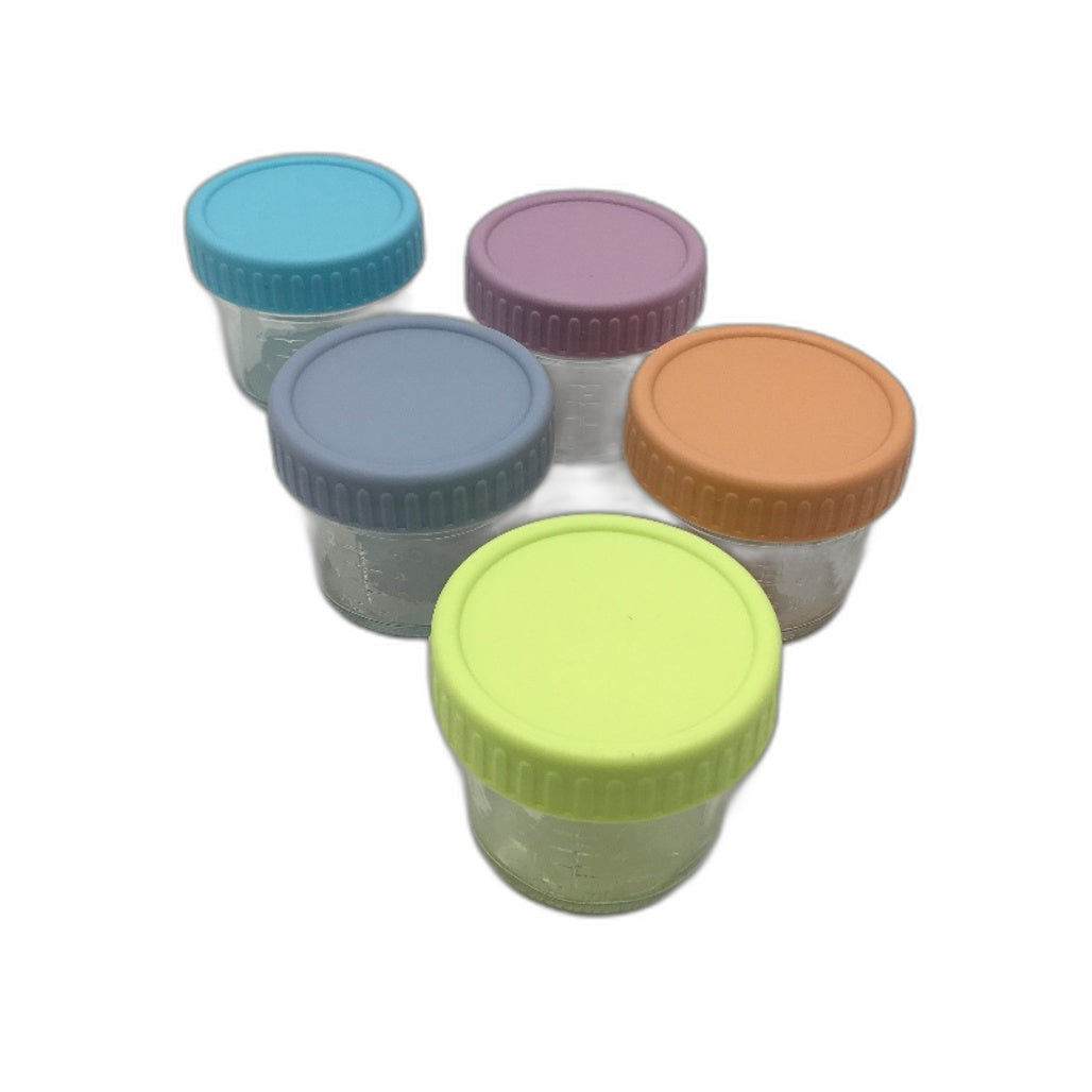 20 Pack 60ml Pastel Multicoloured Lid Glass Baby Food Storage Jars NEW