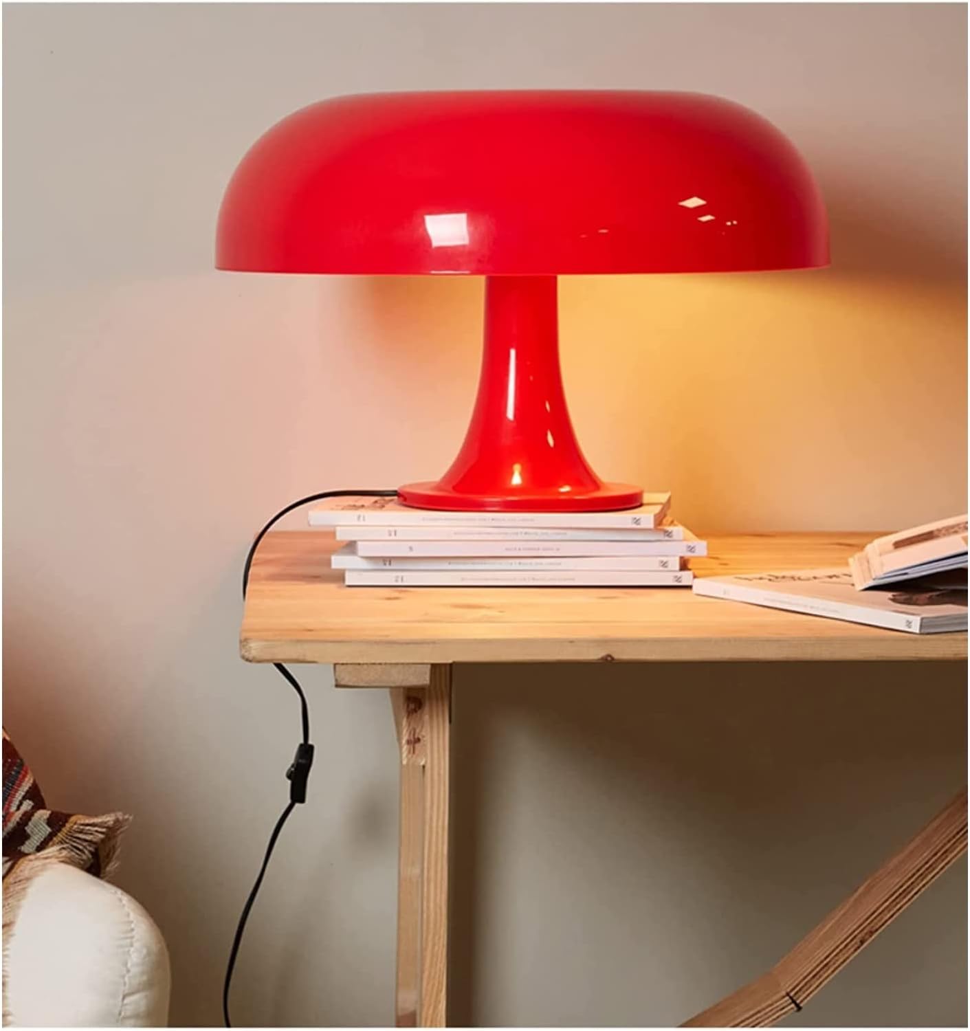 Orange Retro Style Led Mushroom Corded Electric Table Desk Lamp Inc 4 Bulbs NEW