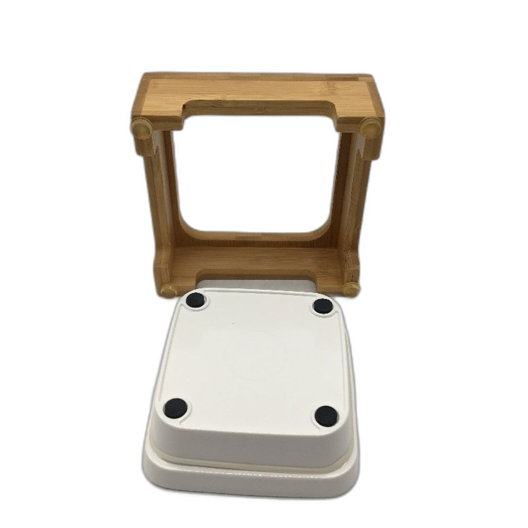 2 Pack Bamboo Elevated Pet Feeder Stand With Plastic Bowl Cats & Small Dogs NEW