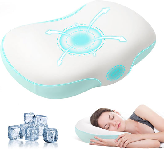 Jinxia Memory Foam Ergonomic Contour Cloud Pillow With Breathable Pillowcase NEW