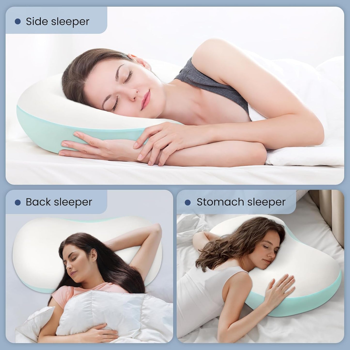 Jinxia Memory Foam Ergonomic Contour Cloud Pillow With Breathable Pillowcase NEW