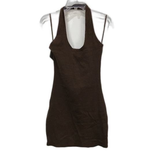 General Pants Brown Cotton Blend Halter Neck Ribbed Mini Dress Ladies Sz L NEW
