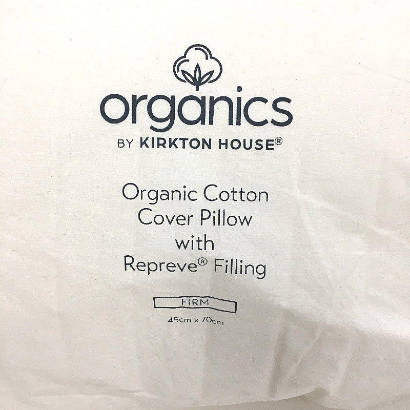 Kirkton House FIRM Organic Cotton Cover Pillow with Repreve Filling NEW