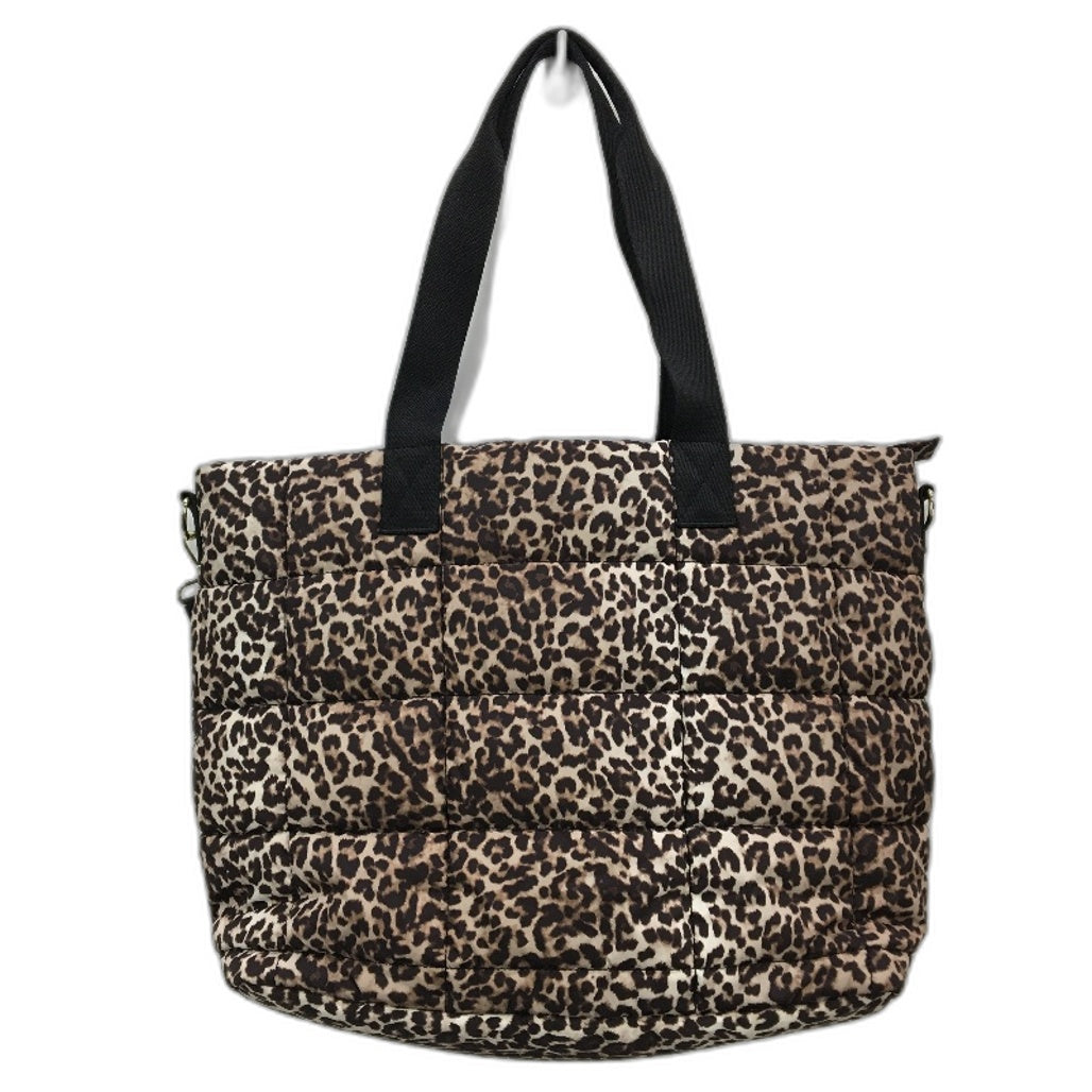 Target Large Leopard Quilted Puffer Style Tote Nappy Hand Bag With Strap NEW